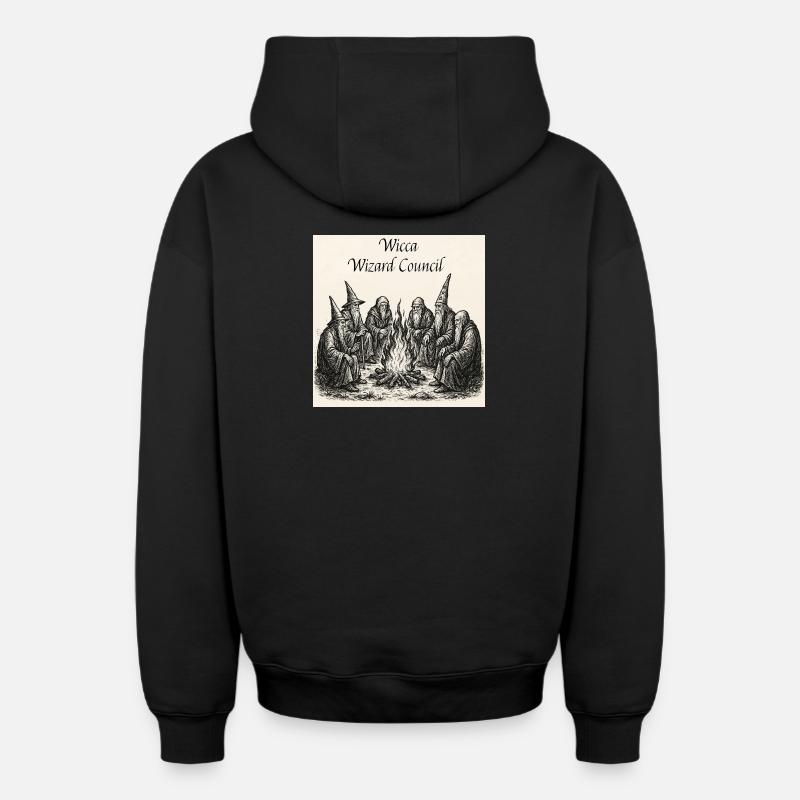 Wicca Wizard Council - Sweat à capuche unisexe zippé oversize épais SPREAD - noir