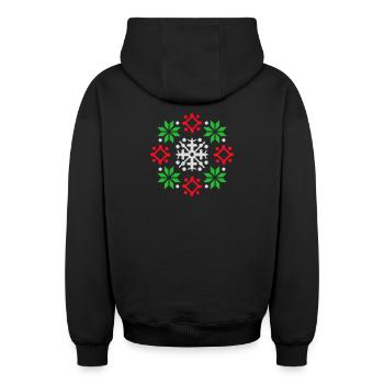 Snowflakes Pattern Christmas Sweater Snow - Oversized Heavyweight Unisex Zip Hoodie - black - Back - AI Model Male 185 dark (185cm)