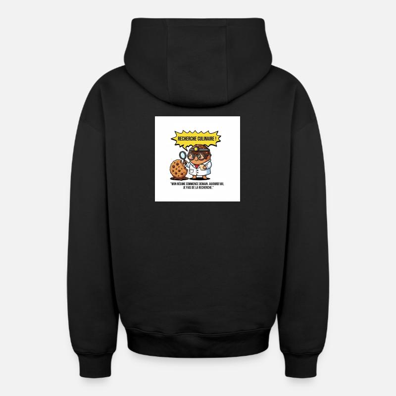 Recherche Culinaire Gourmande - Sweat à capuche unisexe zippé oversize épais SPREAD - noir