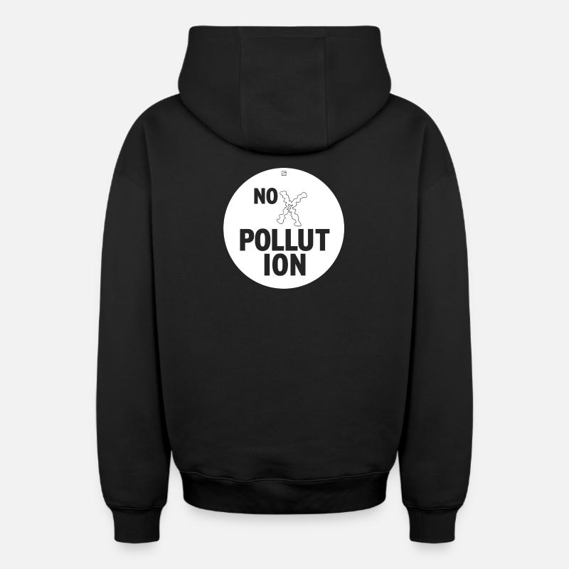 PAS DE POLLUTION - Sweat à capuche unisexe zippé oversize épais SPREAD - noir