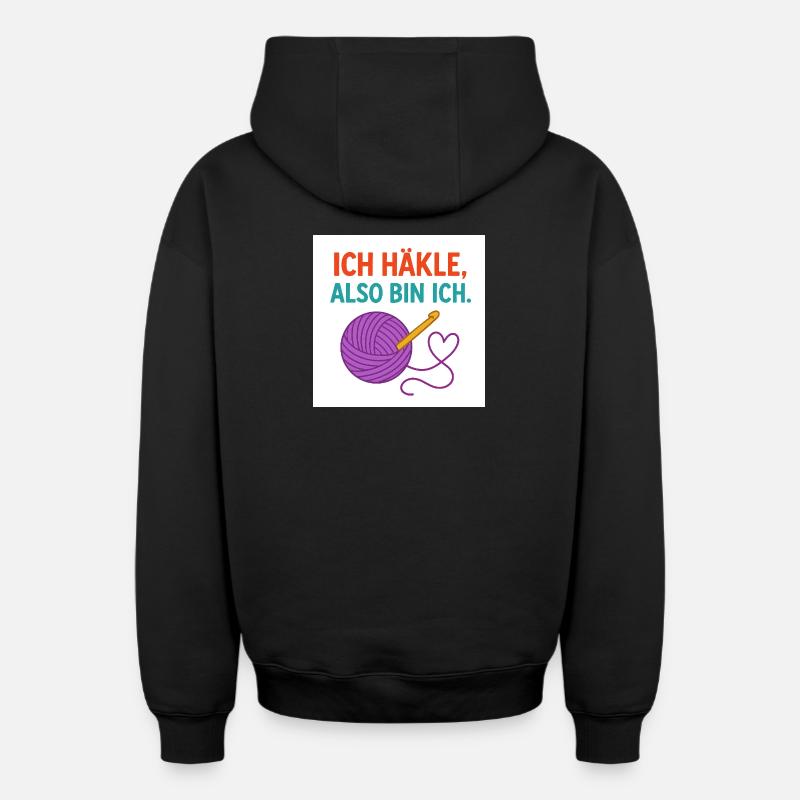 Je crochete, donc je suis - Sweat à capuche unisexe zippé oversize épais SPREAD - noir