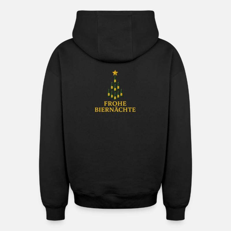 Frohe Biernächte Bier Weihnachtsbaum - Oversized Heavyweight Unisex Zip Hoodie - Schwarz