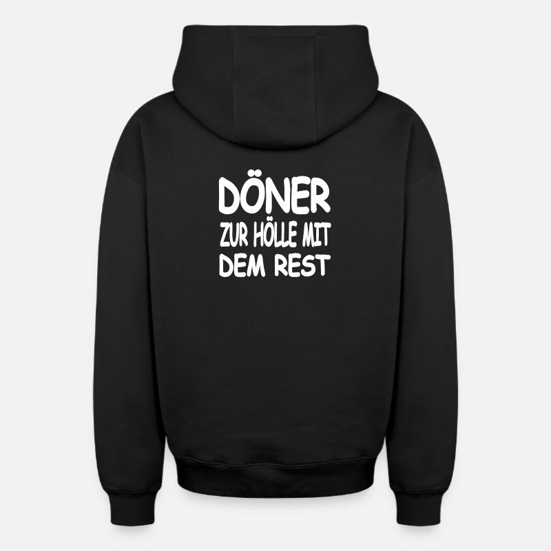 Kebab - Sweat à capuche unisexe zippé oversize épais SPREAD - noir