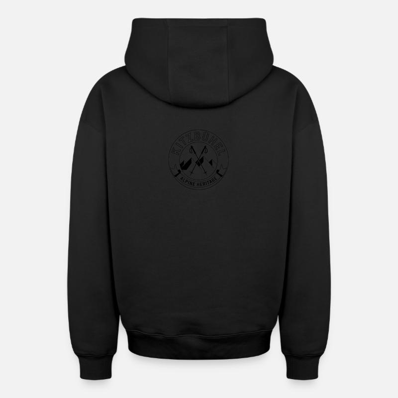 Kitzbühel - Création de souvenirs - Sweat à capuche unisexe zippé oversize épais SPREAD - noir