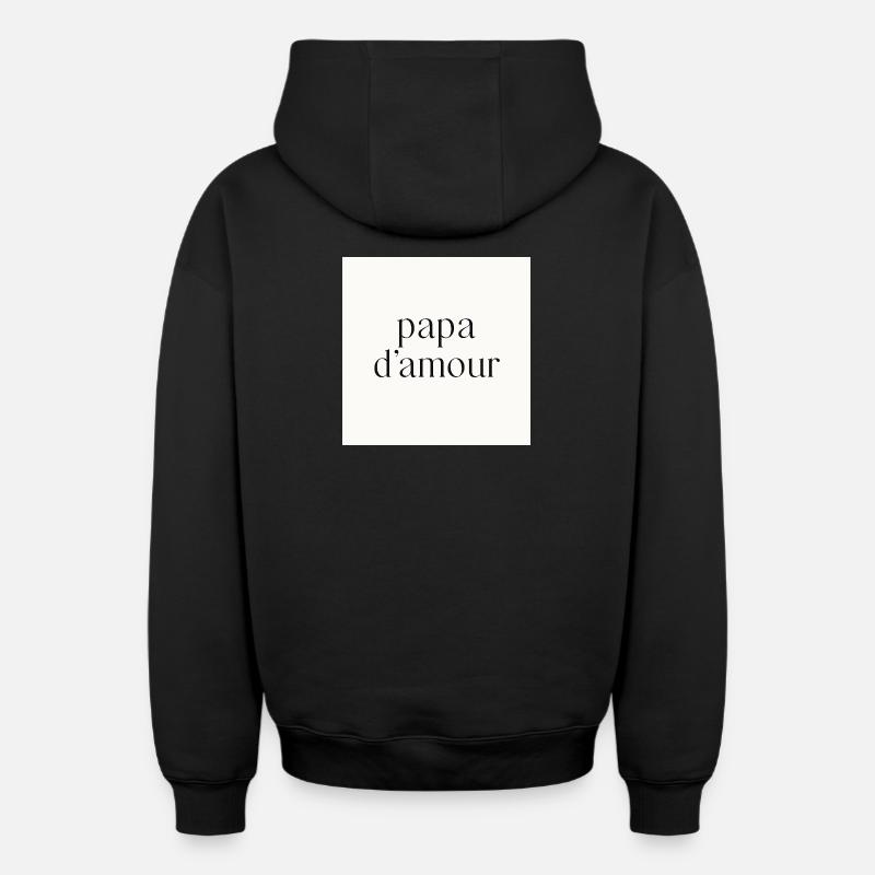 Papa d'amour - Sweat à capuche unisexe zippé oversize épais SPREAD - noir