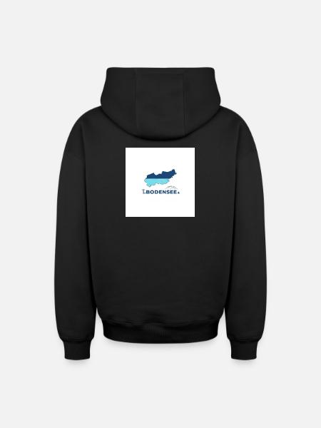 Bodensee Landschaftslogo Seeufer - Oversized Heavyweight Unisex Zip Hoodie - Schwarz