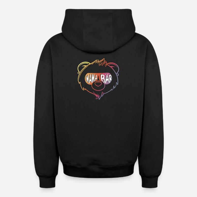 Maman Ours - Sweat à capuche unisexe zippé oversize épais SPREAD - noir