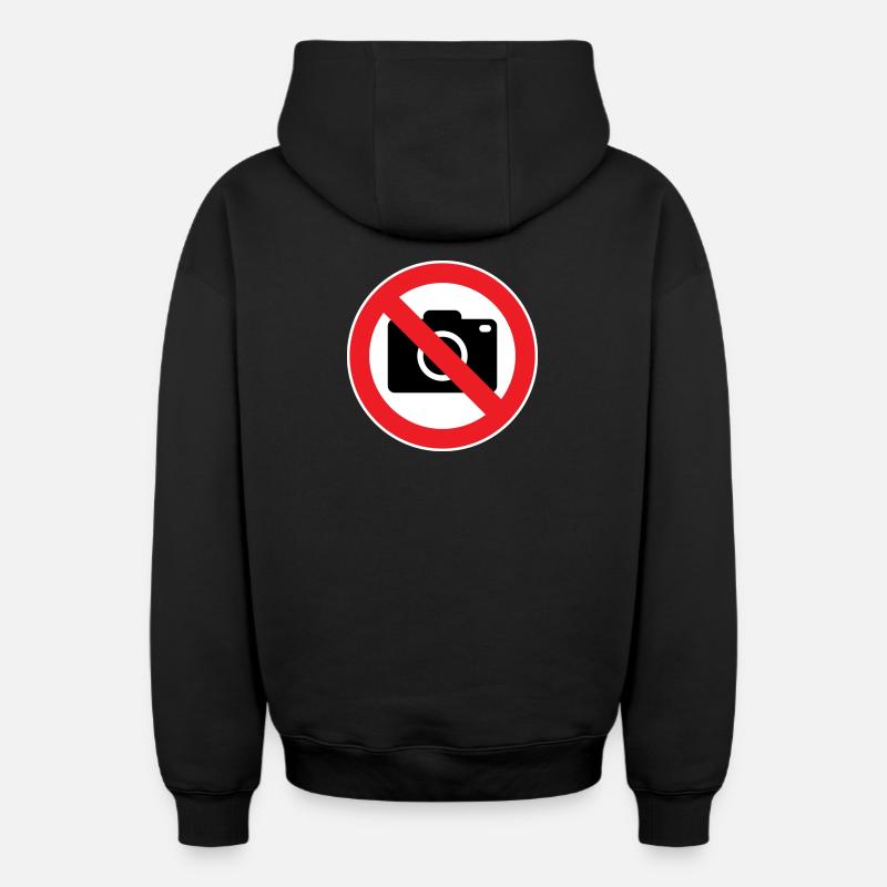 Photographie interdite, panneaux d’interdiction - Sweat à capuche unisexe zippé oversize épais SPREAD - noir