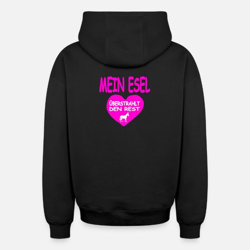 âne - Sweat à capuche unisexe zippé oversize épais SPREAD - noir