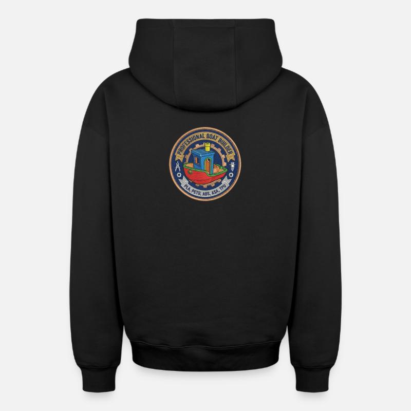 Professioneller Bootsbauer Benchy Patch - Oversized Heavyweight Unisex Zip Hoodie - Schwarz