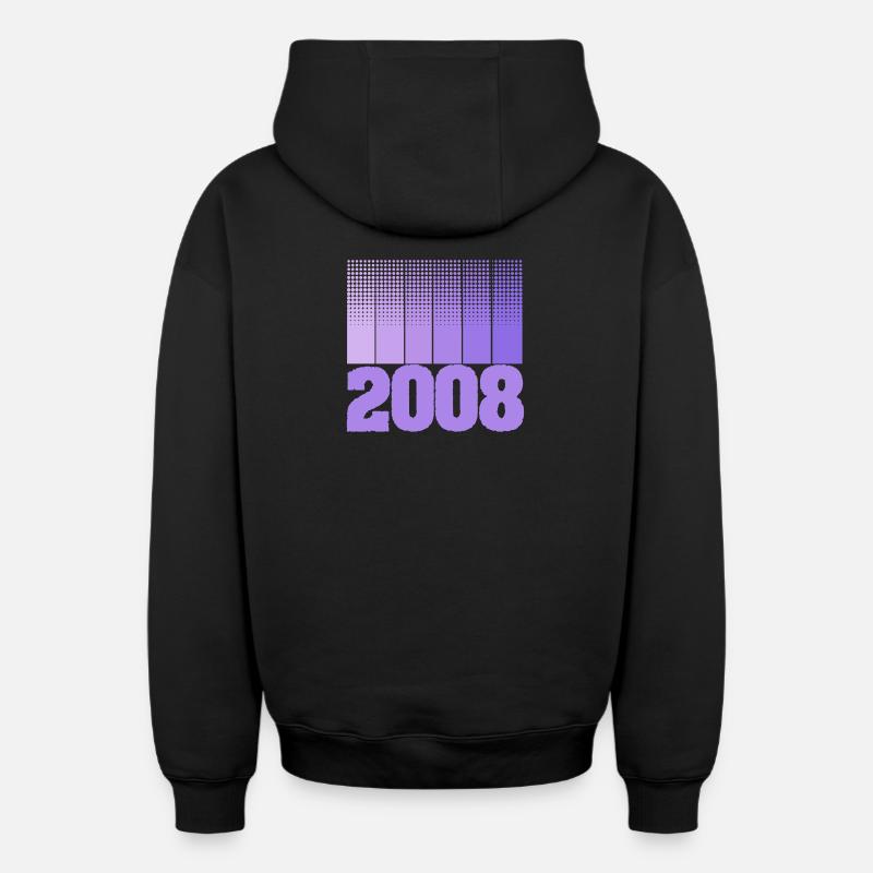 Né en 2008 - Sweat à capuche unisexe zippé oversize épais SPREAD - noir