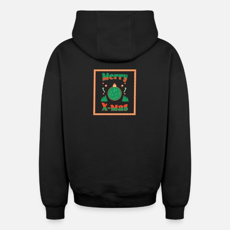 Joyeux Noël - Sweat à capuche unisexe zippé oversize épais SPREAD - noir