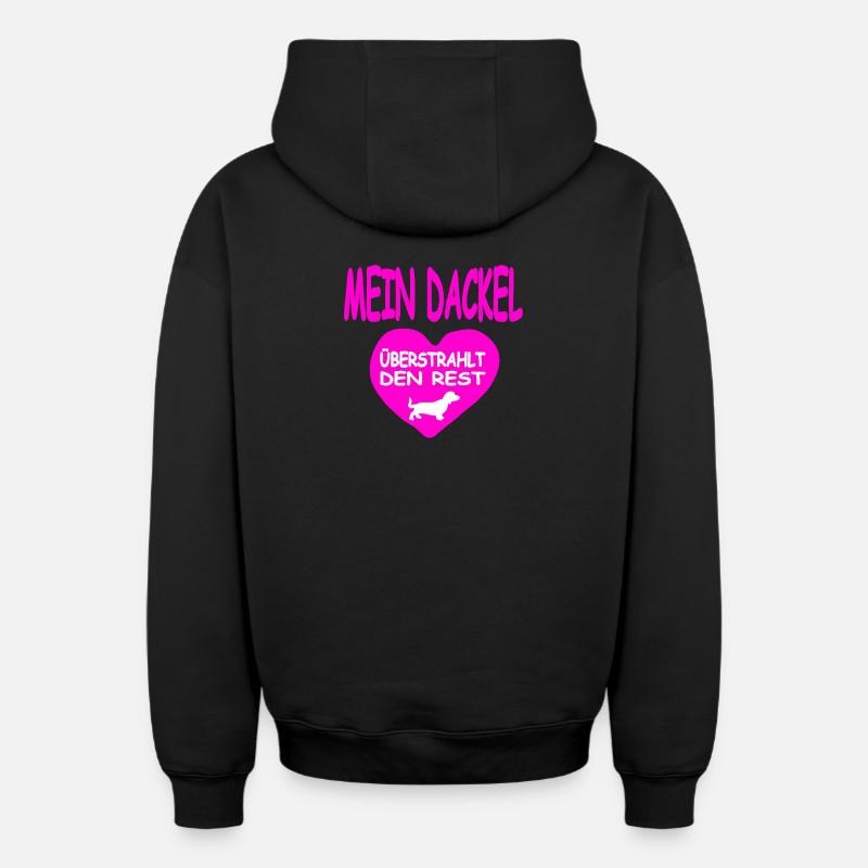 Teckel - Sweat à capuche unisexe zippé oversize épais SPREAD - noir