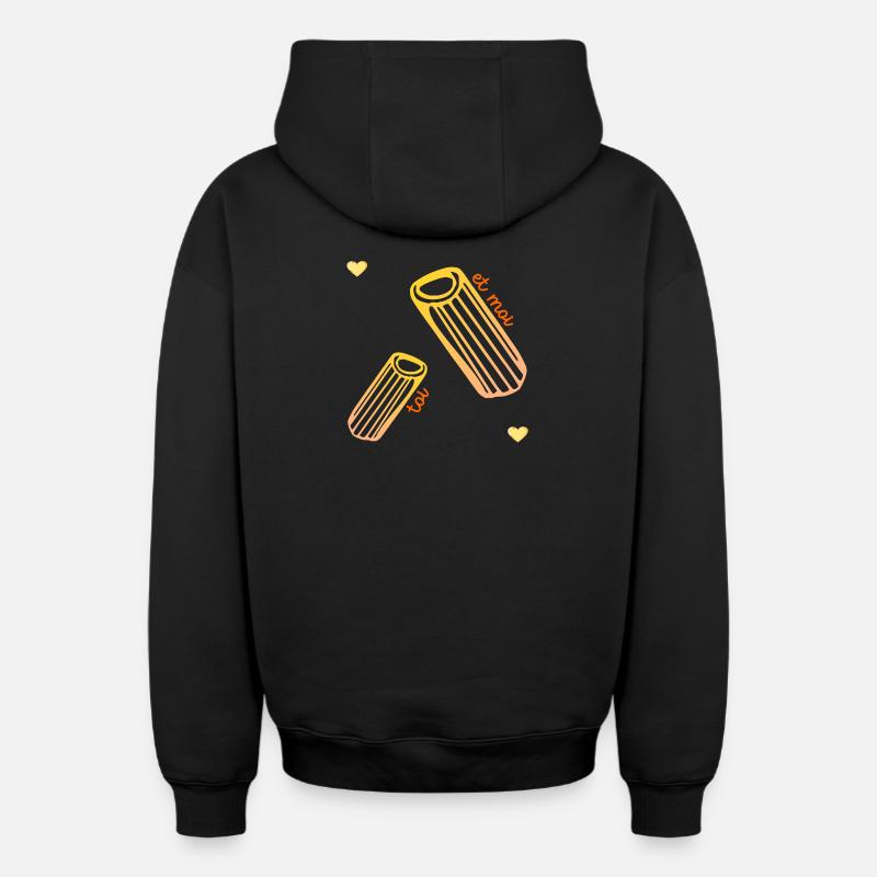 Pâtes Relation Amour - Sweat à capuche unisexe zippé oversize épais SPREAD - noir