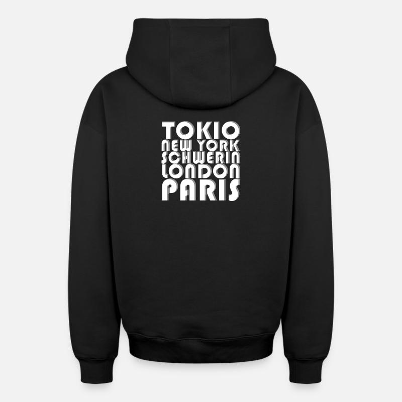 SCHWERIN MÉTROPOLE - Sweat à capuche unisexe zippé oversize épais SPREAD - noir