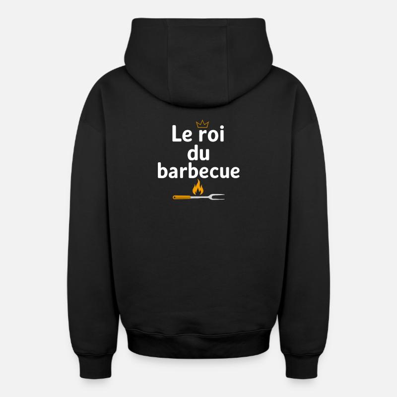 Roi du Barbecue - Sweat à capuche unisexe zippé oversize épais SPREAD - noir