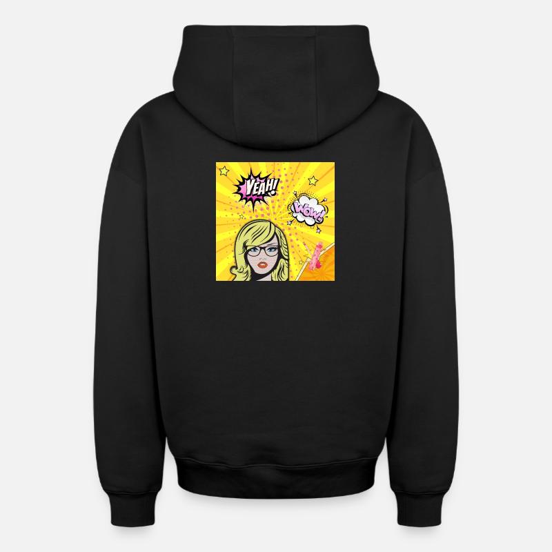Pop art wow - Sweat à capuche unisexe zippé oversize épais SPREAD - noir