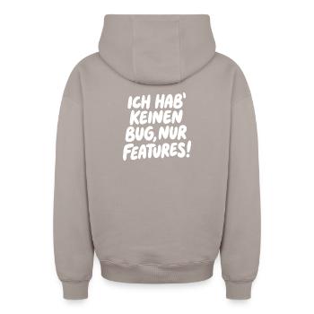 Je n’ai pas de bug, juste des fonctionnalités - Sweat à capuche unisexe zippé oversize épais SPREAD - taupe - Dos - AI Model Male 178 light (178cm)