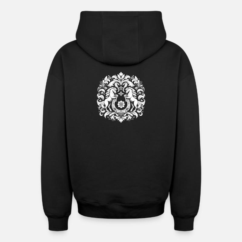 Blason du cheval - Sweat à capuche unisexe zippé oversize épais SPREAD - noir