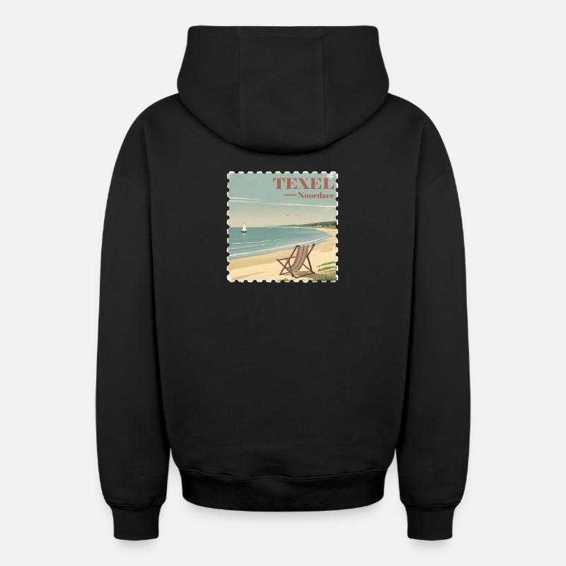 Texel Noordzee - Sweat à capuche unisexe zippé oversize épais SPREAD - noir
