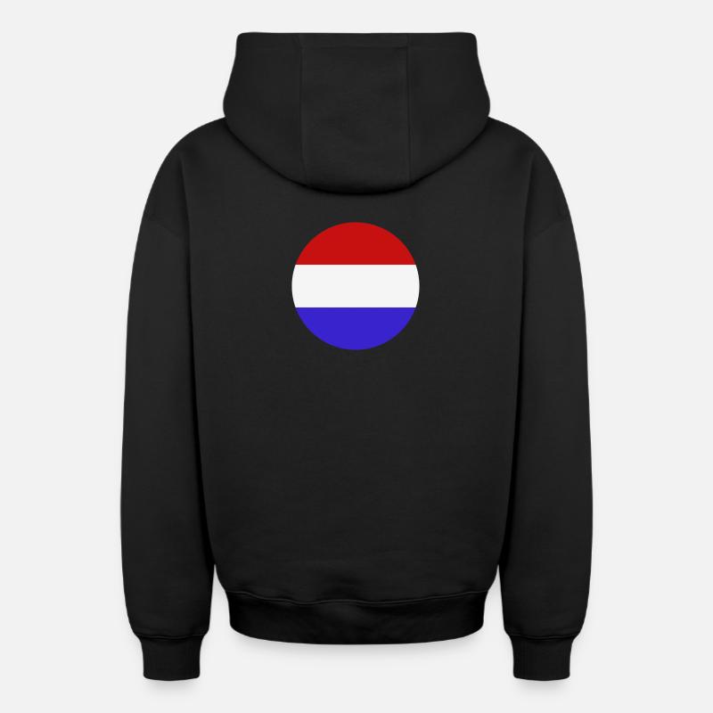 Drapeau rond des Pays-Bas - Sweat à capuche unisexe zippé oversize épais SPREAD - noir