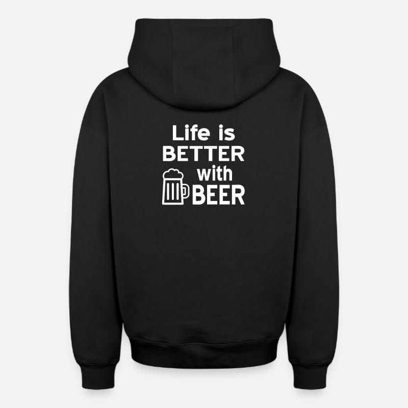 Bier - Oversized Heavyweight Unisex Zip Hoodie - Schwarz