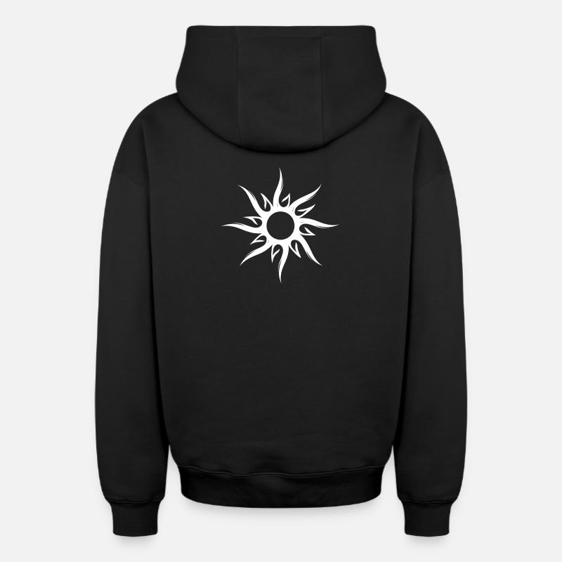 symbole soleil - Sweat à capuche unisexe zippé oversize épais SPREAD - noir