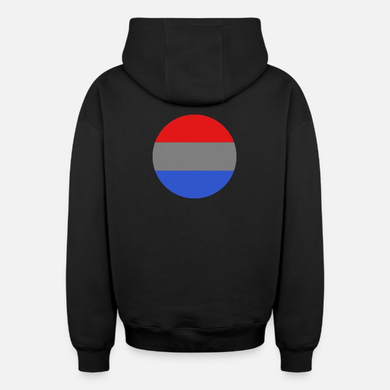 Drapeau rond du Luxembourg - Sweat à capuche unisexe zippé oversize épais SPREAD - noir