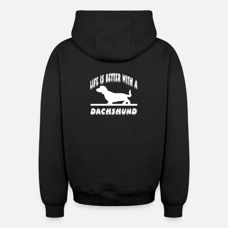 Teckel - Sweat à capuche unisexe zippé oversize épais SPREAD - noir