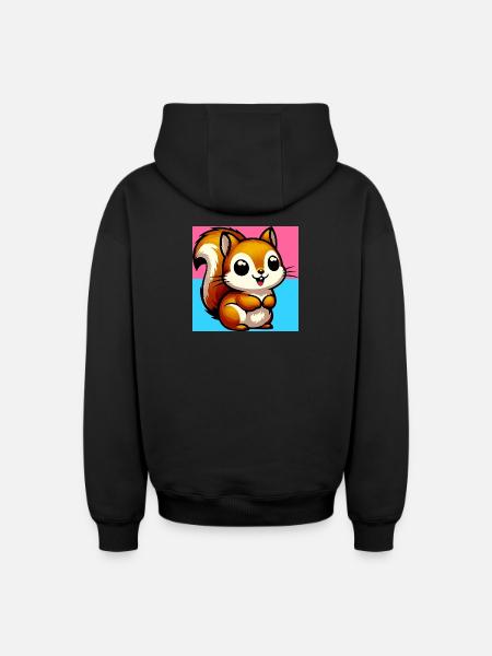 écureuil - Sweat à capuche unisexe zippé oversize épais SPREAD - noir