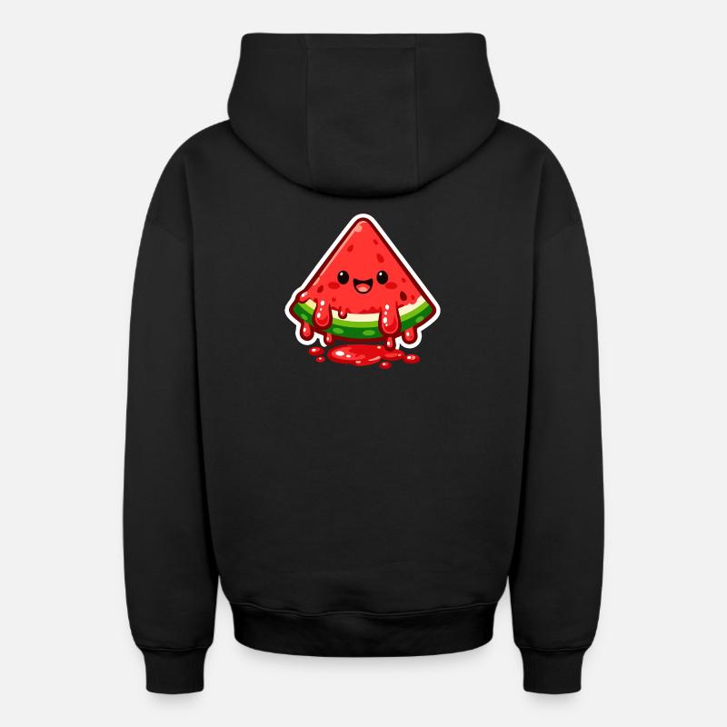 Joyeux Tranche de Pastèque - Sweat à capuche unisexe zippé oversize épais SPREAD - noir