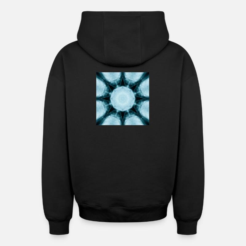 Kaléidoscope du Mandala Glacé - Sweat à capuche unisexe zippé oversize épais SPREAD - noir