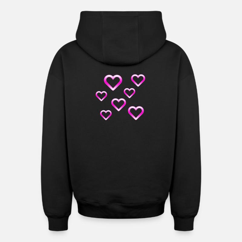 Cœur - Sweat à capuche unisexe zippé oversize épais SPREAD - noir