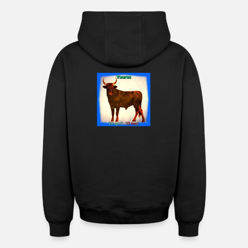 Stier - Oversized Heavyweight Unisex Zip Hoodie - Schwarz