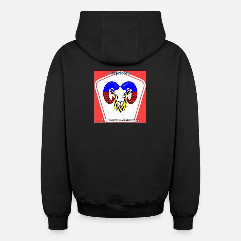 Capricorne - Sweat à capuche unisexe zippé oversize épais SPREAD - noir