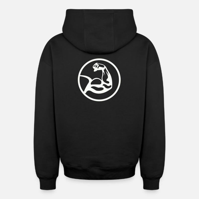Biceps Noir Blanc - Sweat à capuche unisexe zippé oversize épais SPREAD - noir