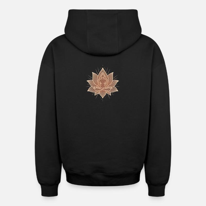Fleur de méditation Zen-Lotus - Sweat à capuche unisexe zippé oversize épais SPREAD - noir