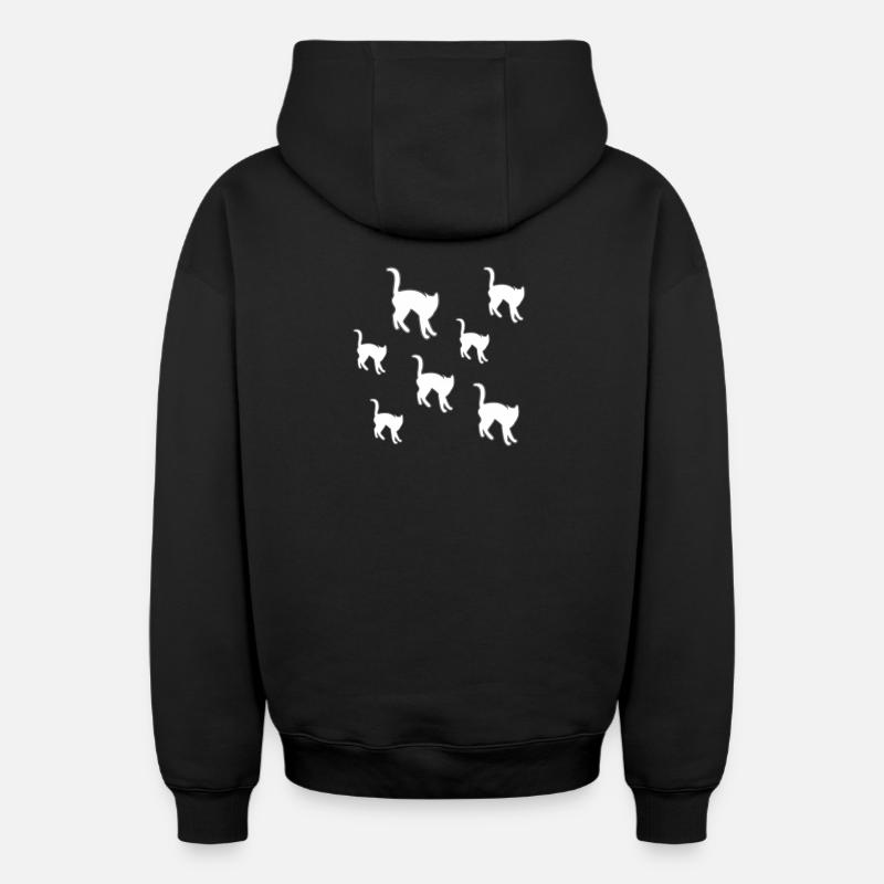 félin - Sweat à capuche unisexe zippé oversize épais SPREAD - noir