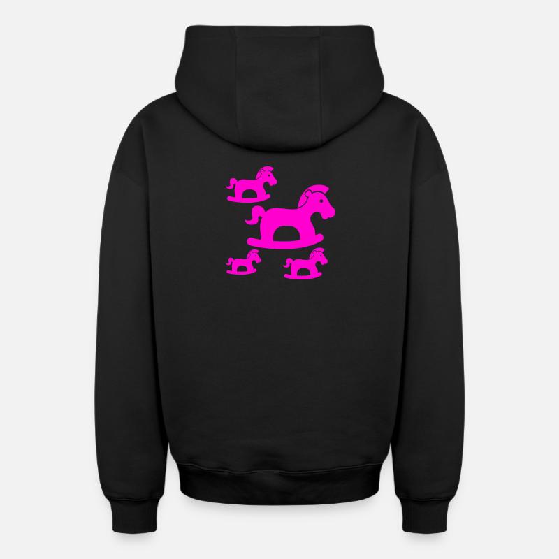 Chevaux - Sweat à capuche unisexe zippé oversize épais SPREAD - noir