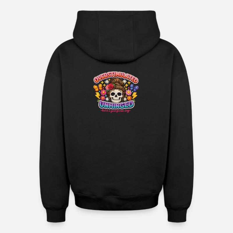 Crâne déchaîné surstimulé - Sweat à capuche unisexe zippé oversize épais SPREAD - noir