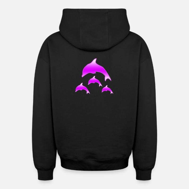 Dauphins - Sweat à capuche unisexe zippé oversize épais SPREAD - noir