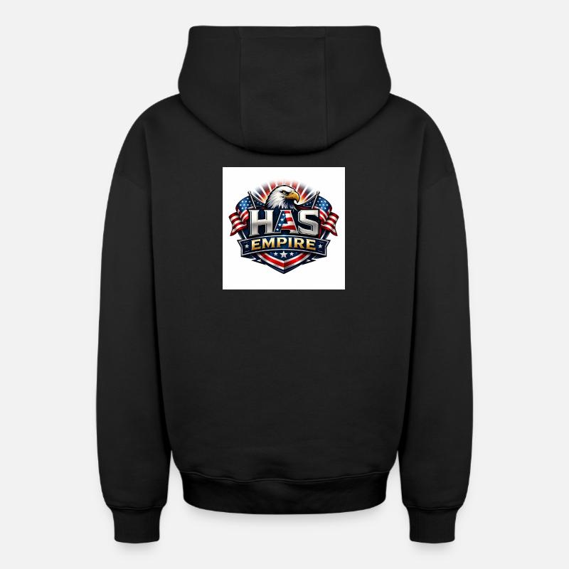 HAS Empire  - Sweat à capuche unisexe zippé oversize épais SPREAD - noir