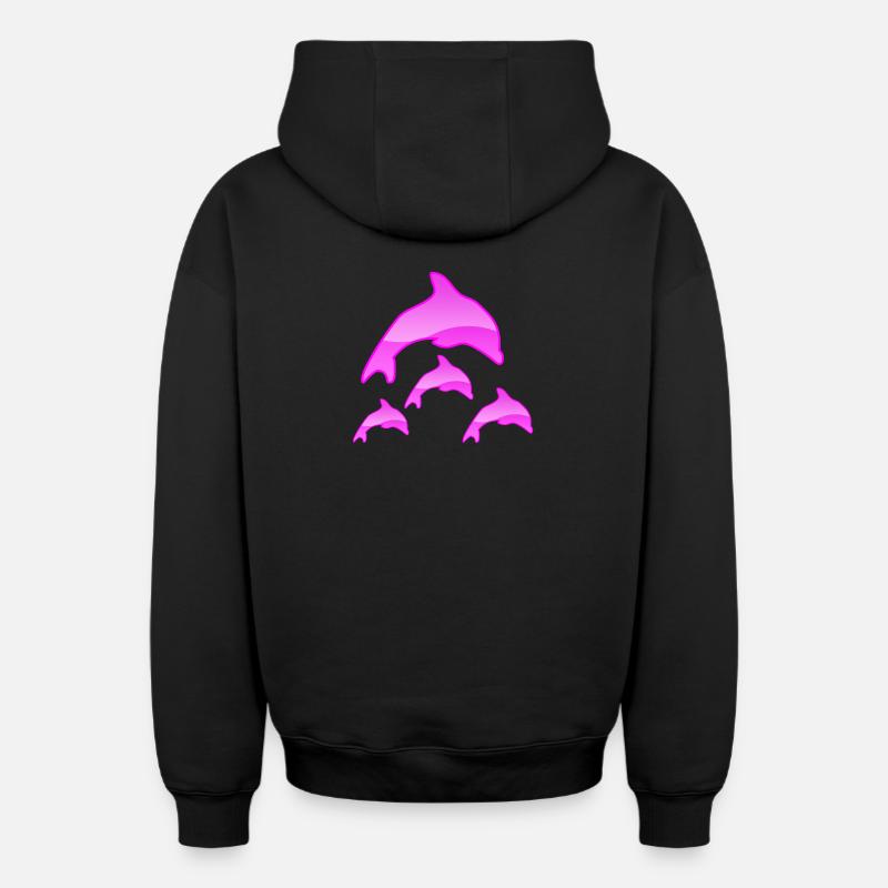 Dauphins - Sweat à capuche unisexe zippé oversize épais SPREAD - noir