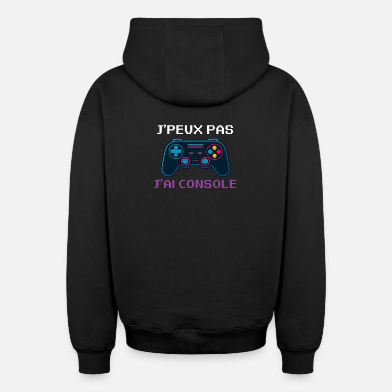 j'peux Pas j'ai Console - Sweat à capuche unisexe zippé oversize épais SPREAD - noir