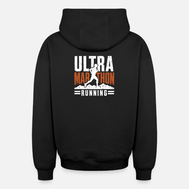 Course d’ultramarathon en détresse - Sweat à capuche unisexe zippé oversize épais SPREAD - noir