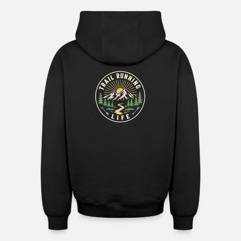 Vie en sentier - Sweat à capuche unisexe zippé oversize épais SPREAD - noir