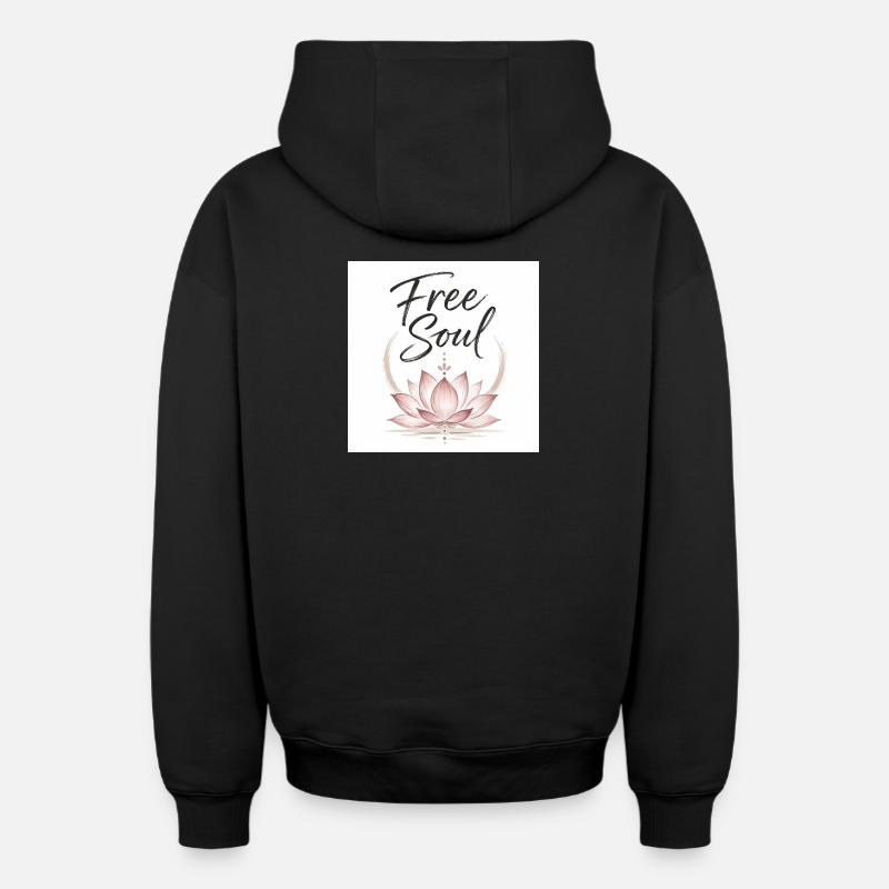 Fleur de Lotus de l’Âme Libre - Sweat à capuche unisexe zippé oversize épais SPREAD - noir