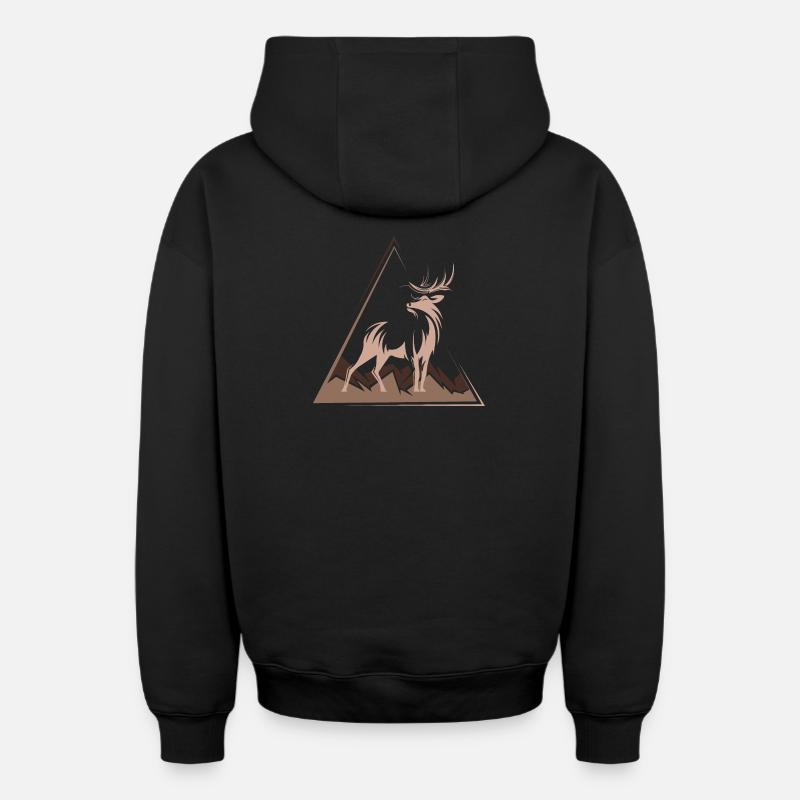 Deer Deer Cadeau de Noël - Sweat à capuche unisexe zippé oversize épais SPREAD - noir