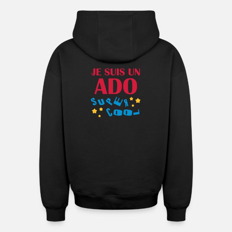 adolescent / enfant / ado / adolescente - Sweat à capuche unisexe zippé oversize épais SPREAD - noir