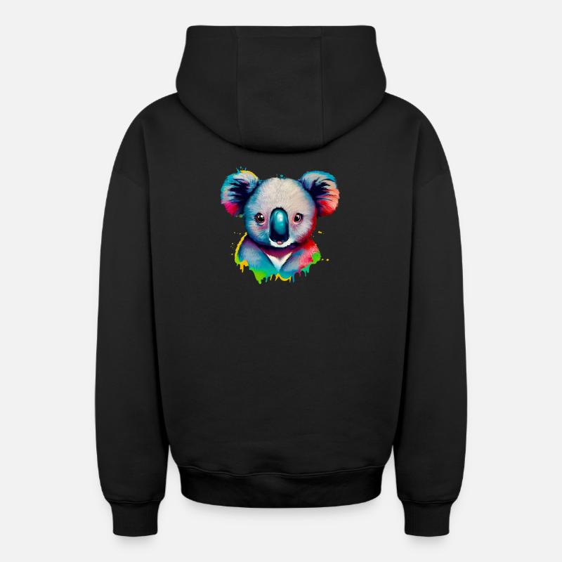 Koala - Sweat à capuche unisexe zippé oversize épais SPREAD - noir